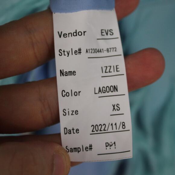 Alexis Dress XS Izzie Lagoon Feathered Blue Trim Halter Maxi Gown Evening Luxury - Picture 12 of 14